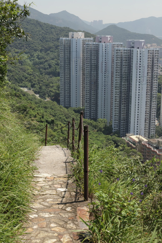 Narrow trail with Aberdeen in the background